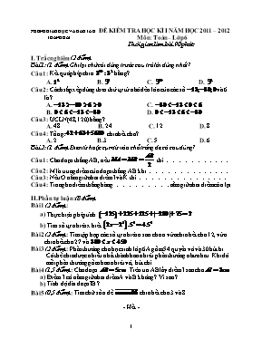 Đề kiểm tra học kì I năm học 2011  2012 môn Toán  lớp 6 Trường Thcs Nguyễn Trực